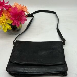 LAND Vintage Black Leather Crossbody Bag BP4787E